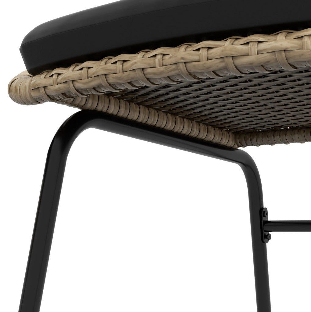 Set da giardino in rattan 3 pezzi giallo con tavolo e cuscini