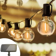 Illuminazione esterna a energia solare - Cavo illuminante 99 m - 25 + 1 pezzi di lampadine G40 - Catena di luci per esterno - 4 modalità - Resistente alle intemperie - Bianco caldo - Decorazione per giardino, patio, terrazza, festa, matrimonio
