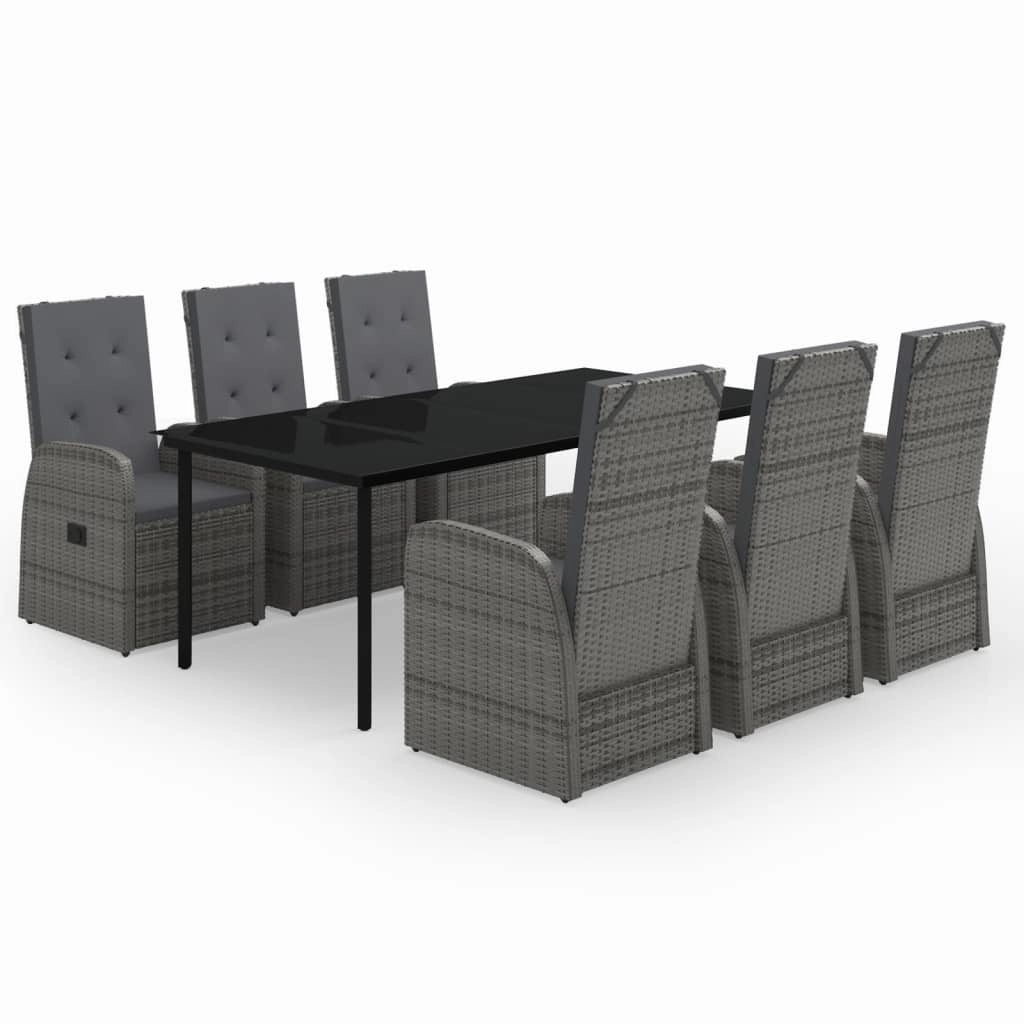 Set da pranzo da giardino per esterni 7 pezzi con cuscini grigio 02_0014170