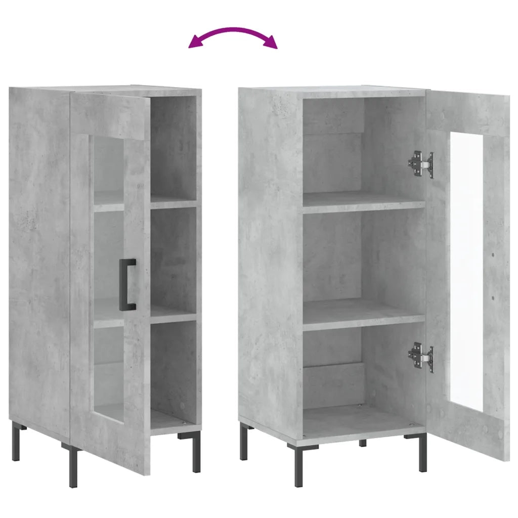 Credenza | Madia | Buffet da pranzo | Armadio da pranzo Grigio Cemento 34,5x34x90 cm in Legno Multistrato