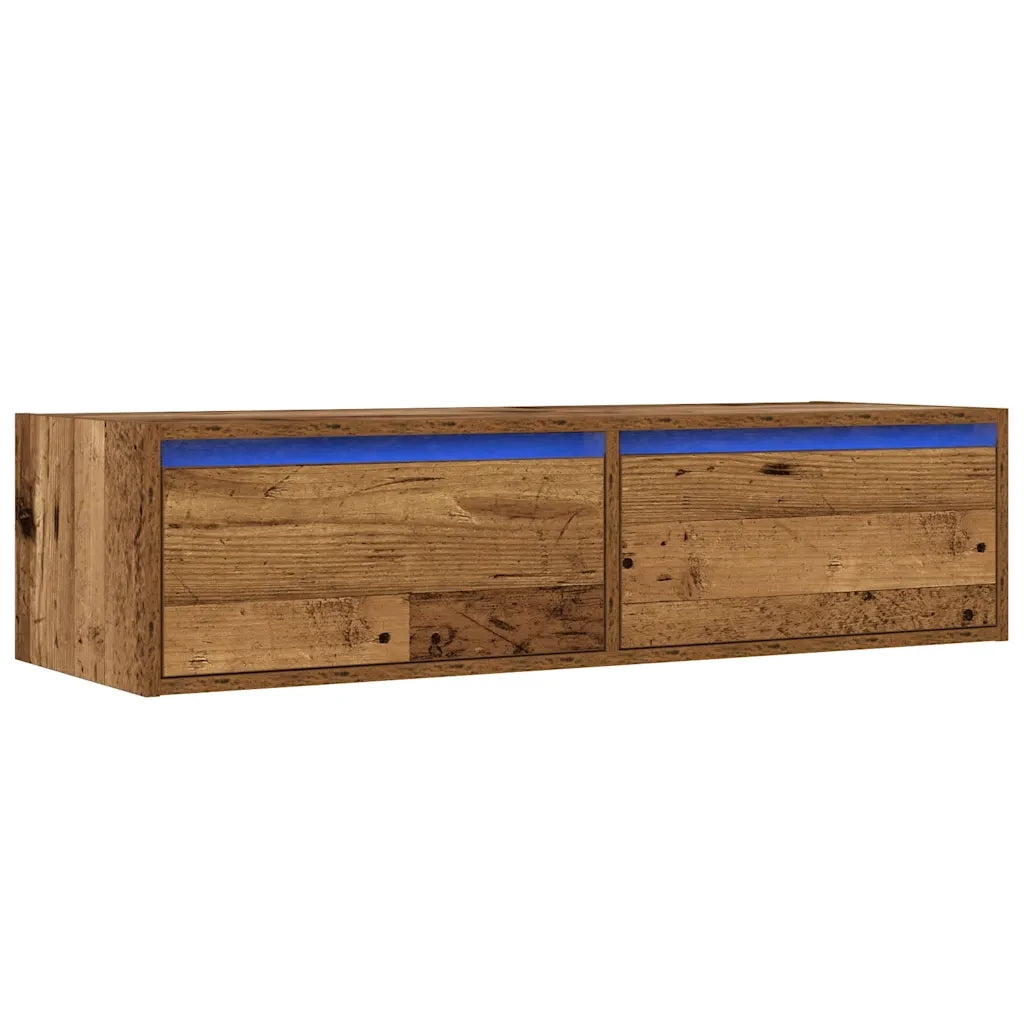 Mobile Porta TV con Luci LED Legno Vecchio 100X35,5x25 cm