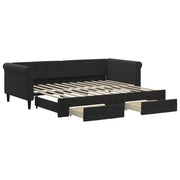 Divano letto | Sof¨¤ letto | Letto singolo Estraibile con Cassetti Nero 90x200 cm in Velluto