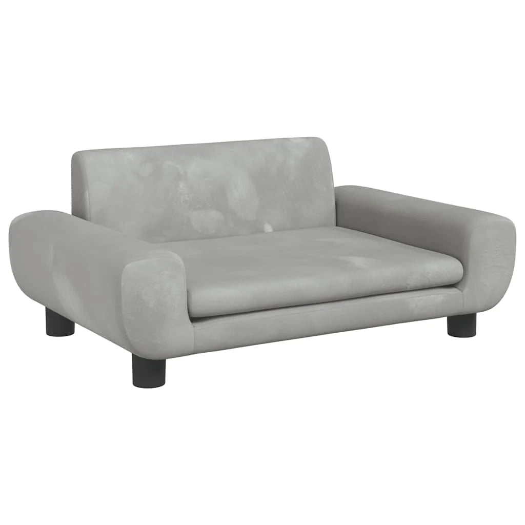 Cuccia per cani comoda cesta da divano colore chiaro 70 x 45 x 33 cm velluto grigio 02_0043114