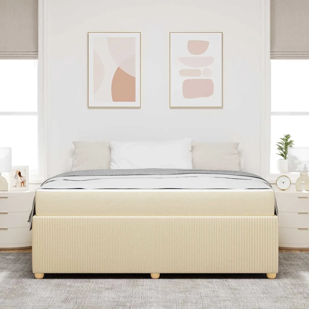 Struttura del letto con materasso Crema 180 x 200 cm Tessuto