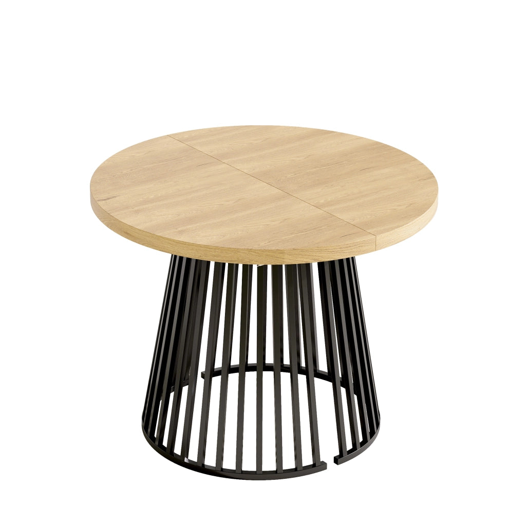 Tavolo allungabile, 100/138/176 x 100 cm, per 4-8 persone, colore naturale e nero