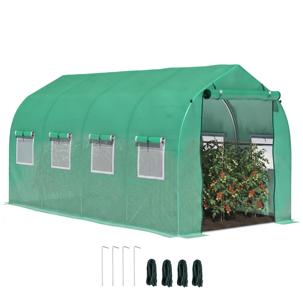 Serra Tunnel 4x2x2 m con 8 Finestre e Porta ¨C Zephmum ¨C Verde