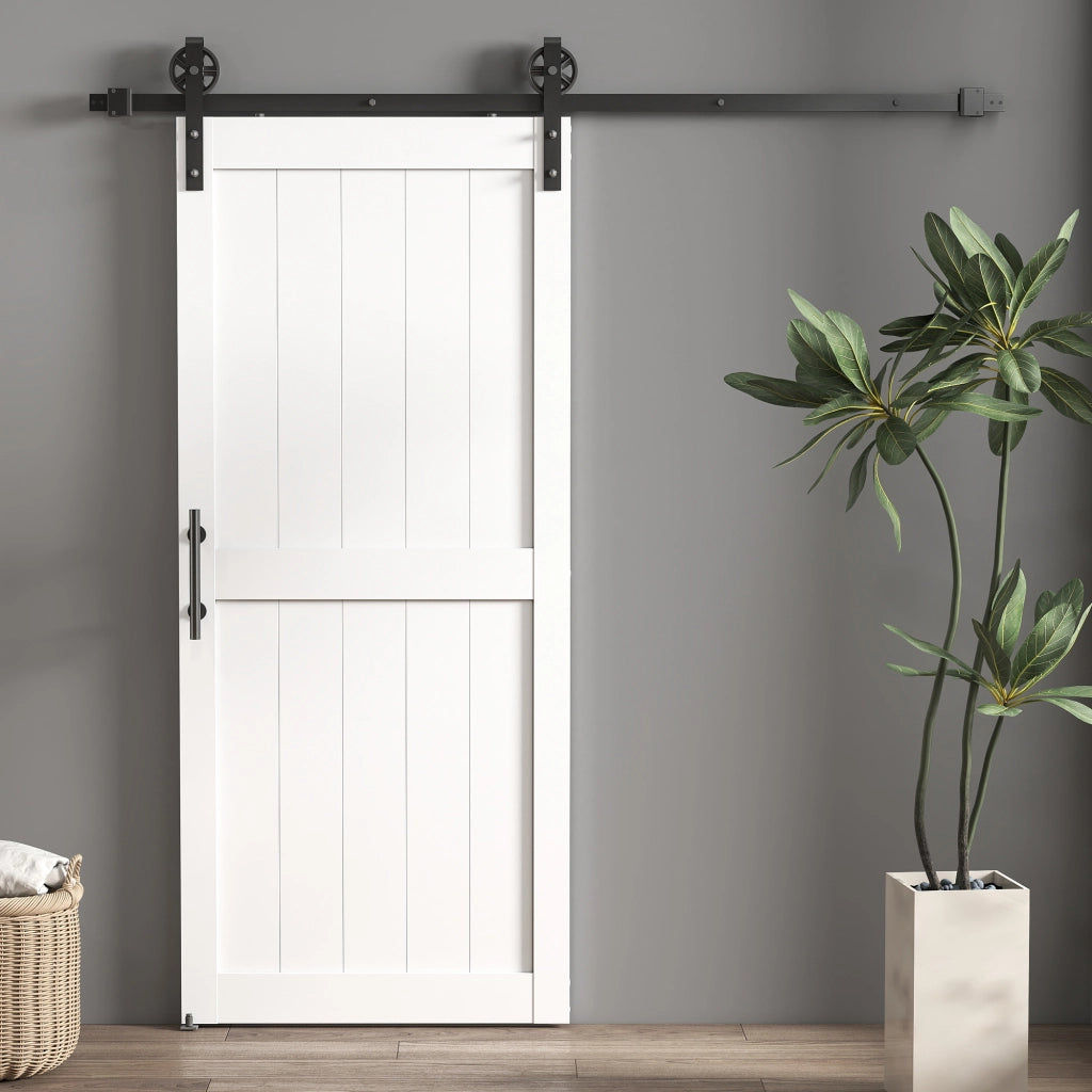 Porta Scorrevole 81,3x3,5x213,4 cm Porta da Interno in Stile Industriale in MDF e Legno Bianco