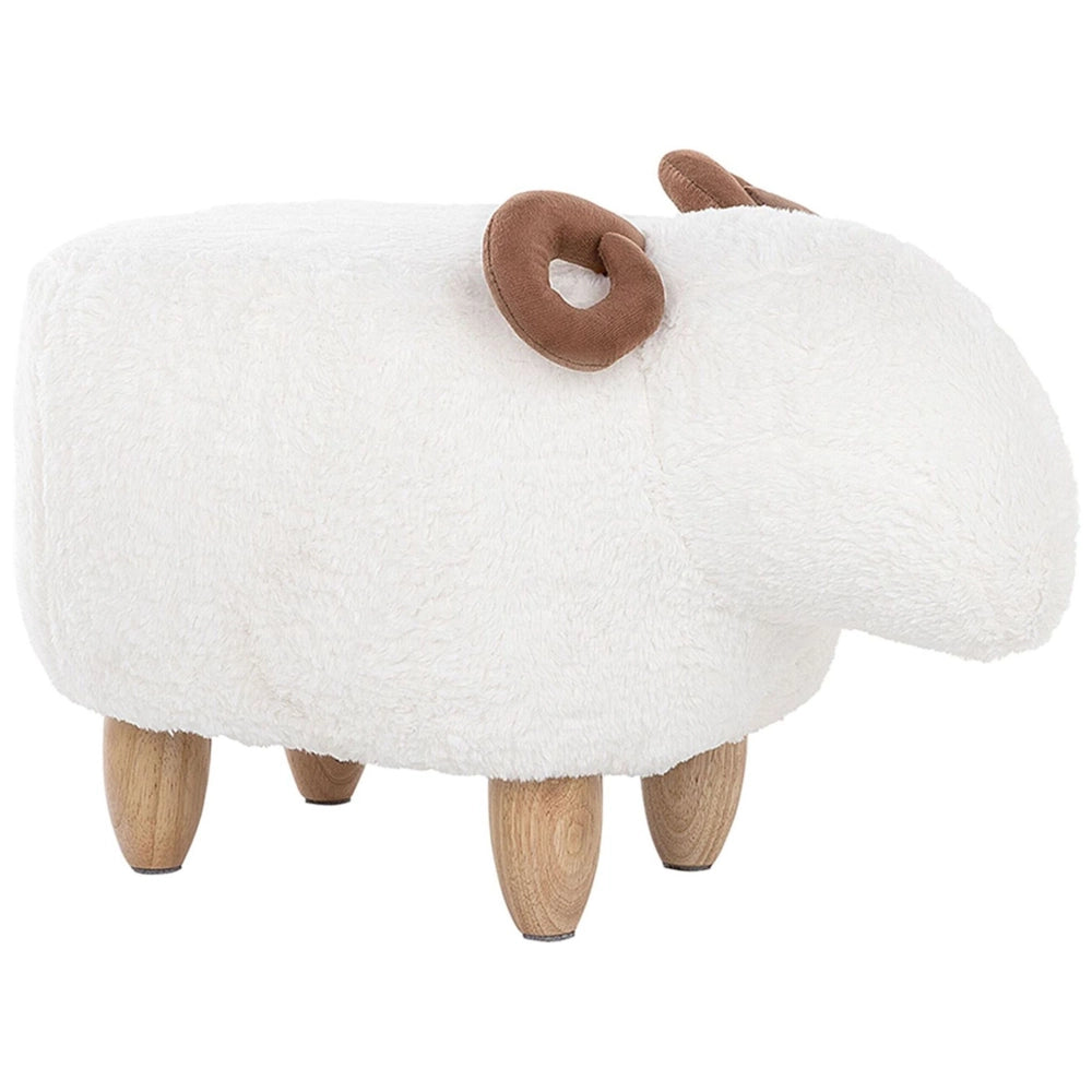 Sgabello per bambini Animale Agnello Poggiapiedi per asilo nido con gambe in legno imbottite in tessuto poliestere bianco