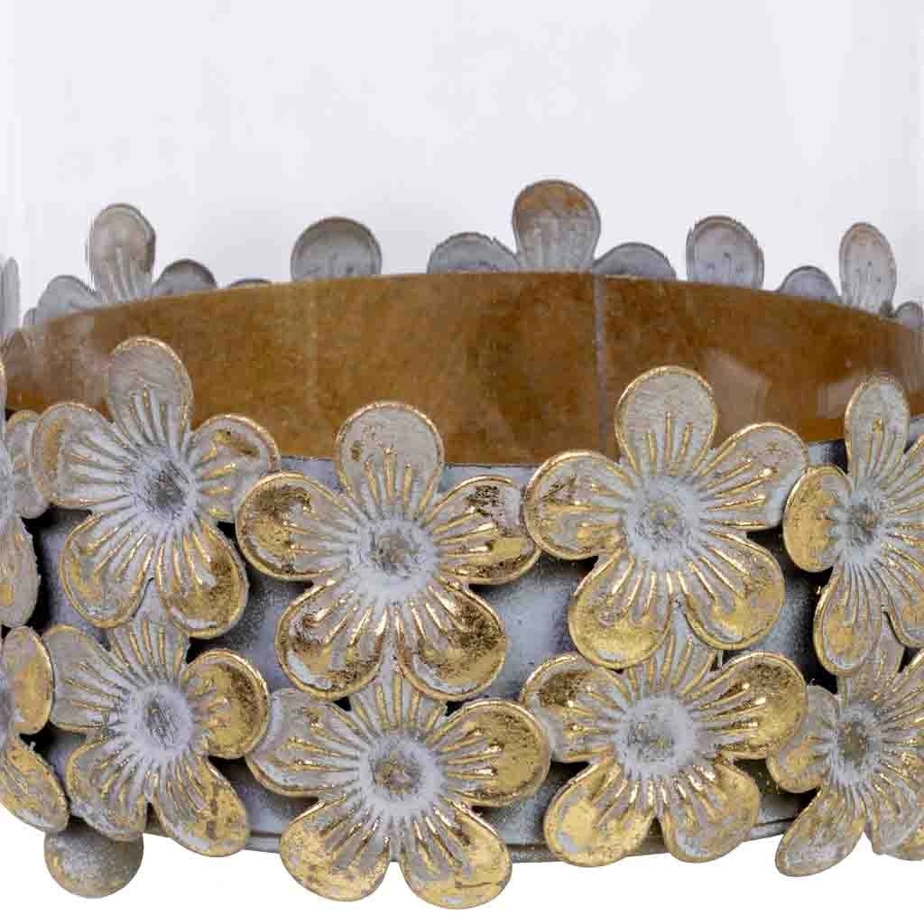 Portacandele in metallo bianco 14x14x21h cm