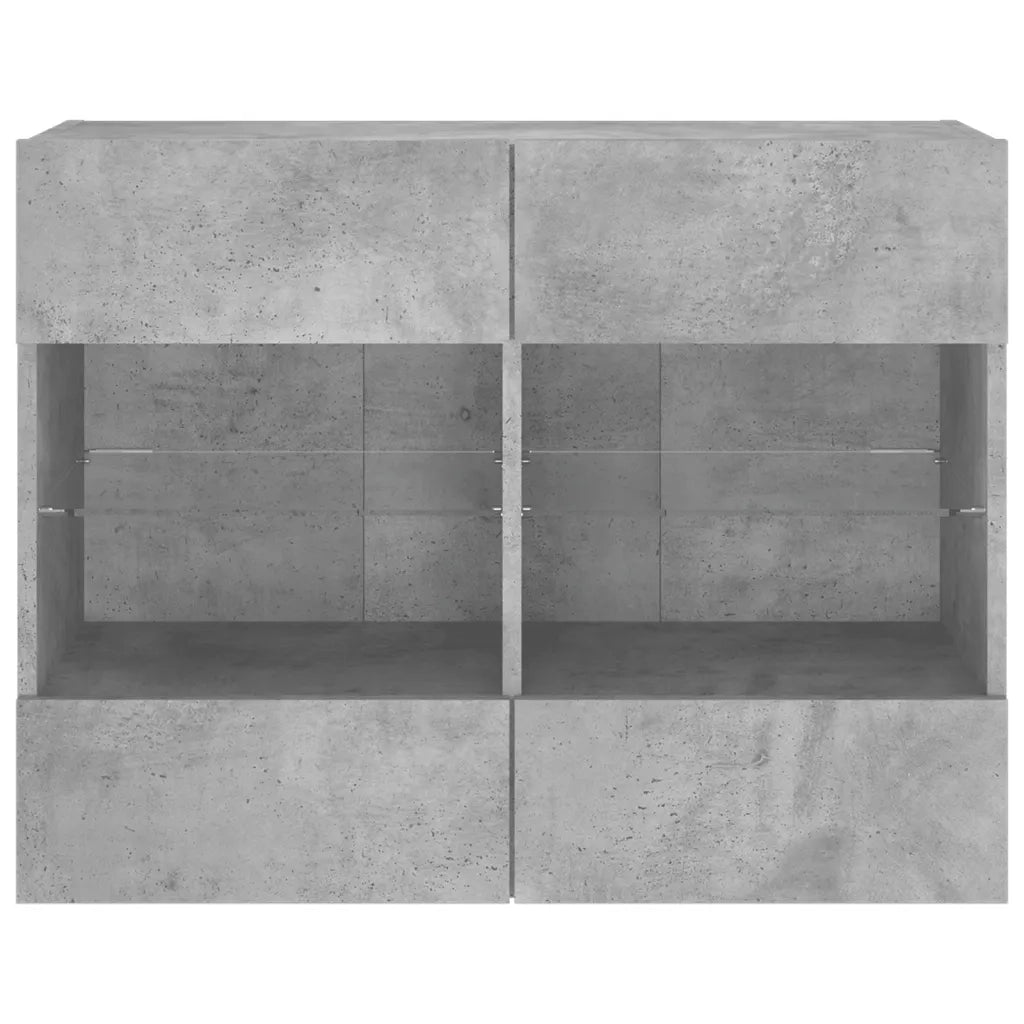 Mobile TV a Parete con Luci LED Grigio Cemento 78,5x30x60,5 cm 837102