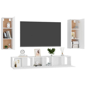 Set Mobili Porta TV 5 pz Bianco in Legno Multistrato