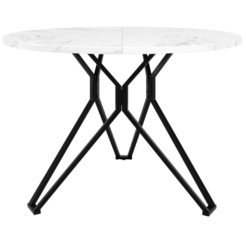 Set da pranzo 5 pezzi 100x100x76 cm con piano effetto marmo; gambe regolabili; MDF; lino; nero grigio