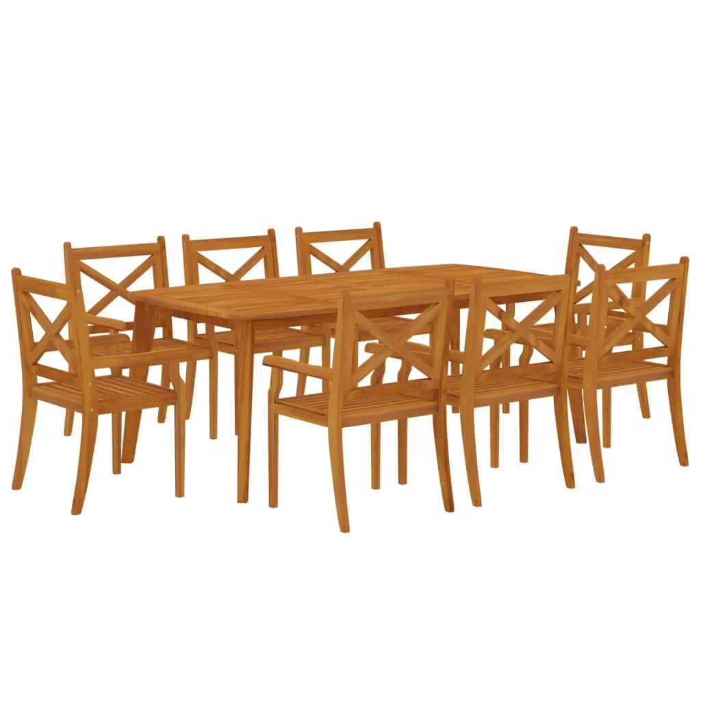 Set da pranzo da giardino per esterni composto da 9 pezzi in legno massello di acacia 02_0014081