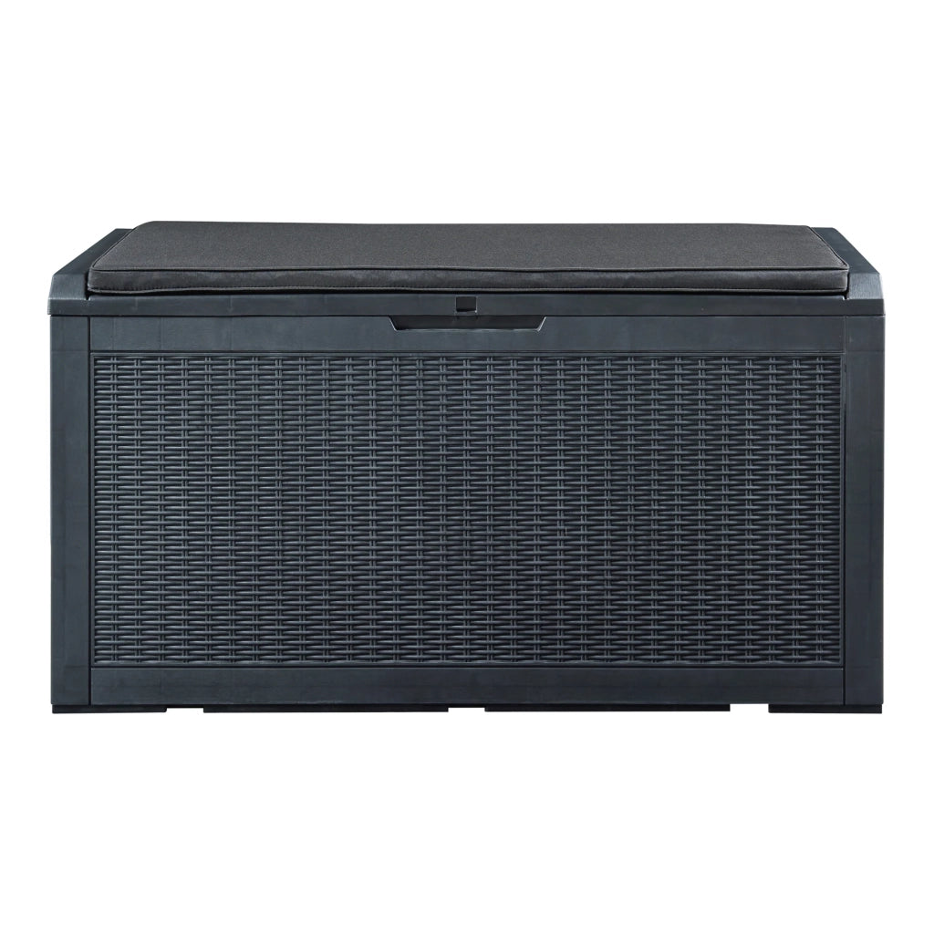 Baule da giardino 122 x 55 x 65 cm effetto rattan nero 03_0009281