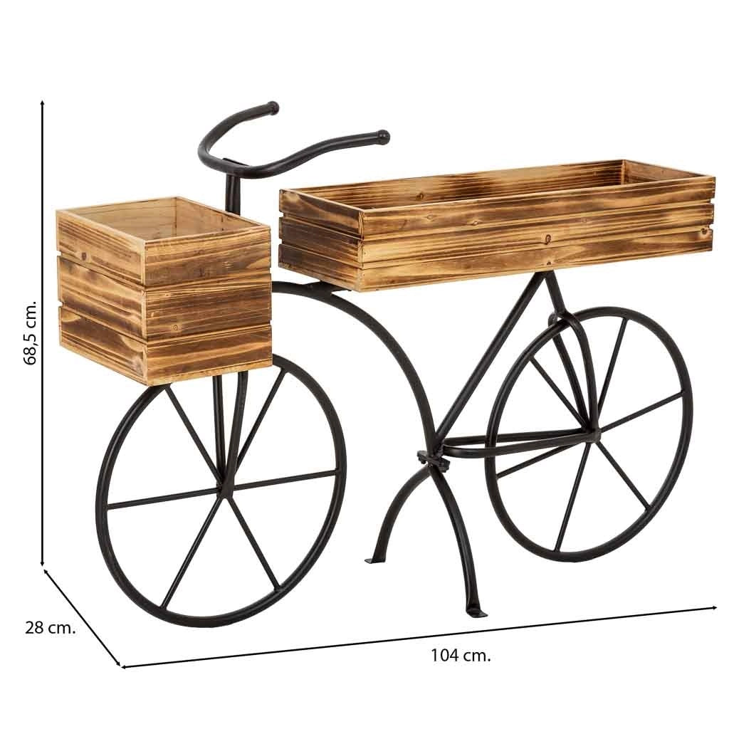 Carrello fioriera legno marrone 104x28x68.5h cm