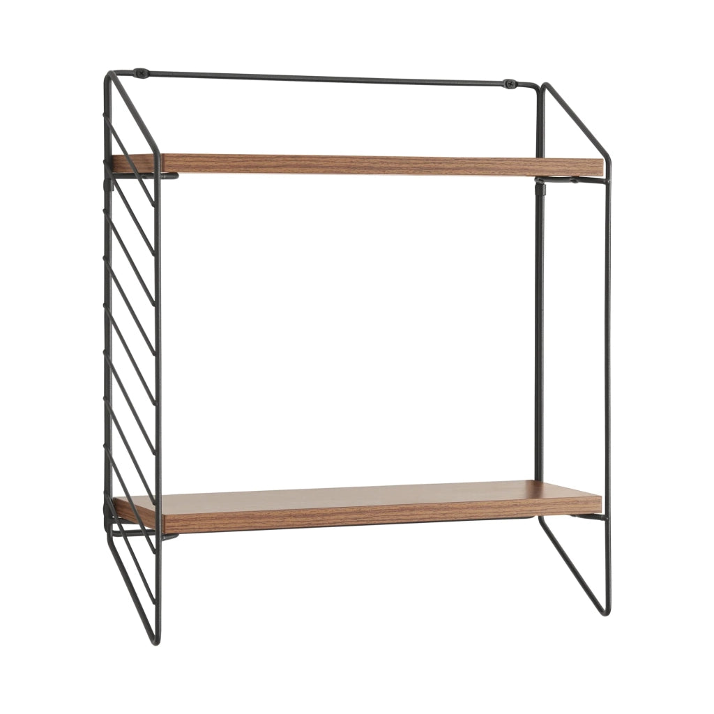 Scaffale dal design senza tempo per soggiorno o camera da letto mobiletto portaoggetti da parete con 2 ripiani 48 x 42 x 14 cm marrone 03_0011235
