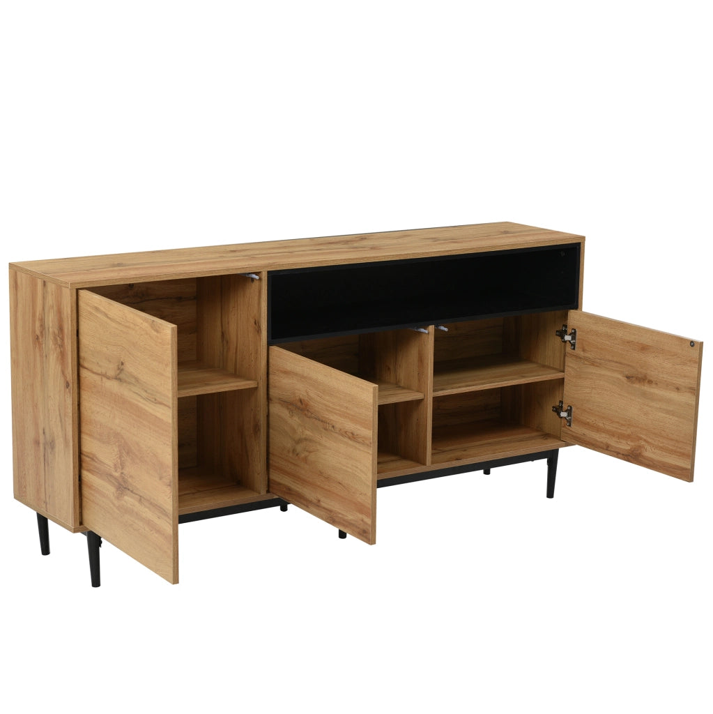 Credenza 160x35x76 cm con 3 ante e ripiani; MDF