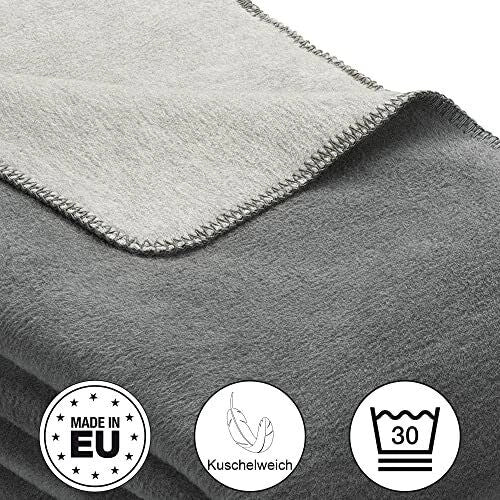 IBENA 2340-840 Solare Doubleface Plaid in Cotone Acrilico e Poliestere 430 g-m² colore Grigio-Argento