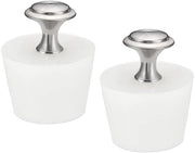 Stop conico a cono di gomma silicone, 32 mm a 42 mm, stop vasca con maniglia per tubi reattivi, foro di scarico, 2 pezzi, bianco
