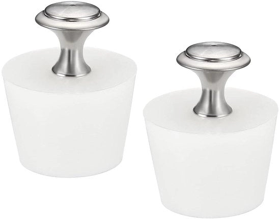 Stop conico a cono di gomma silicone, 32 mm a 42 mm, stop vasca con maniglia per tubi reattivi, foro di scarico, 2 pezzi, bianco