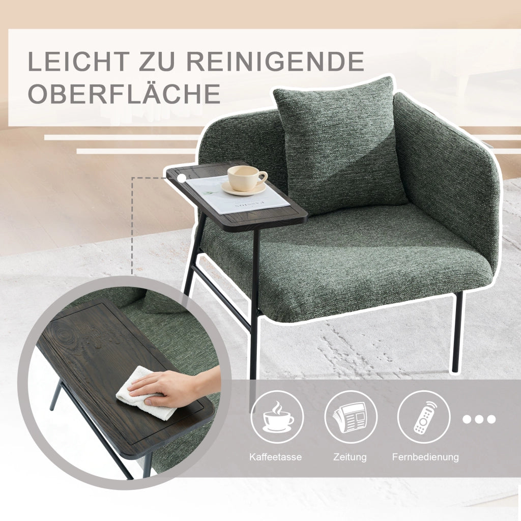 POLTRONA con tavolino laterale 86x72x71 cm Chenille Verde