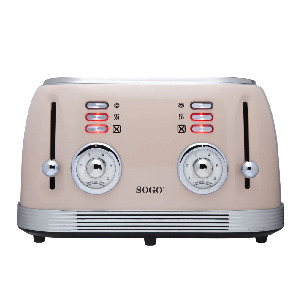 Tostapane 4 fette con controllo doppio indipendente, 6 livelli di tostatura e funzione scongelamento 1500W - Sogo