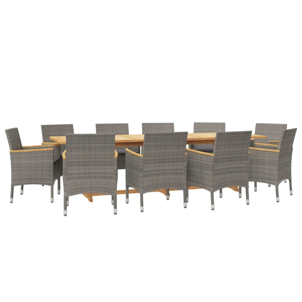 Set da Pranzo per Giardino 11 pz con Cuscini Grigio 3103593