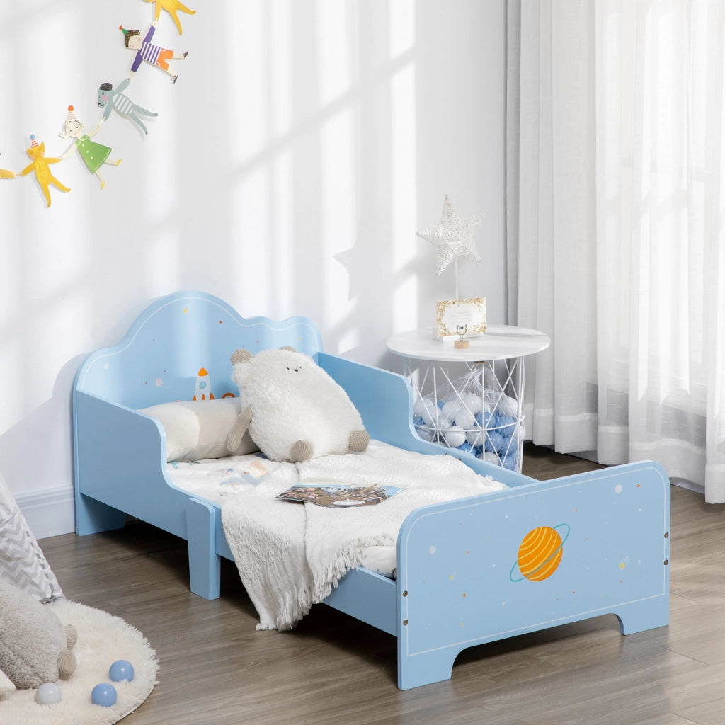 Letto singolo per bambini in legno con sponde ¨C zephmum ¨C blu 143x74x59cm
