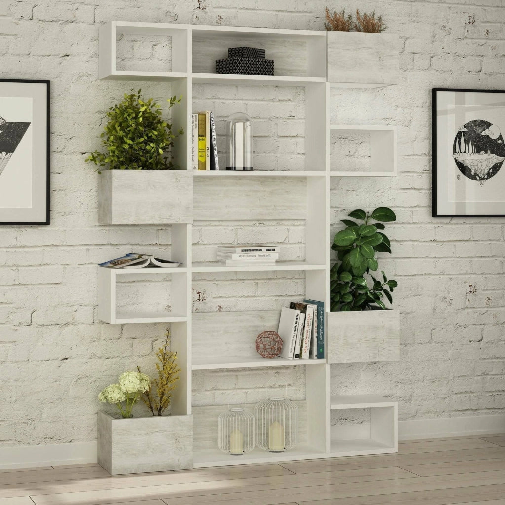Biblioteca Sally, Libreria 7 Ripiani, 120x20x171h cm Bianco