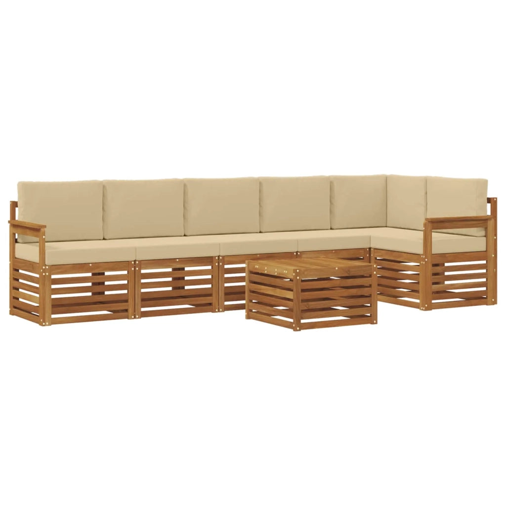 Set divano sezionale con cuscino 7 pcs Naturale e Beige 3374918