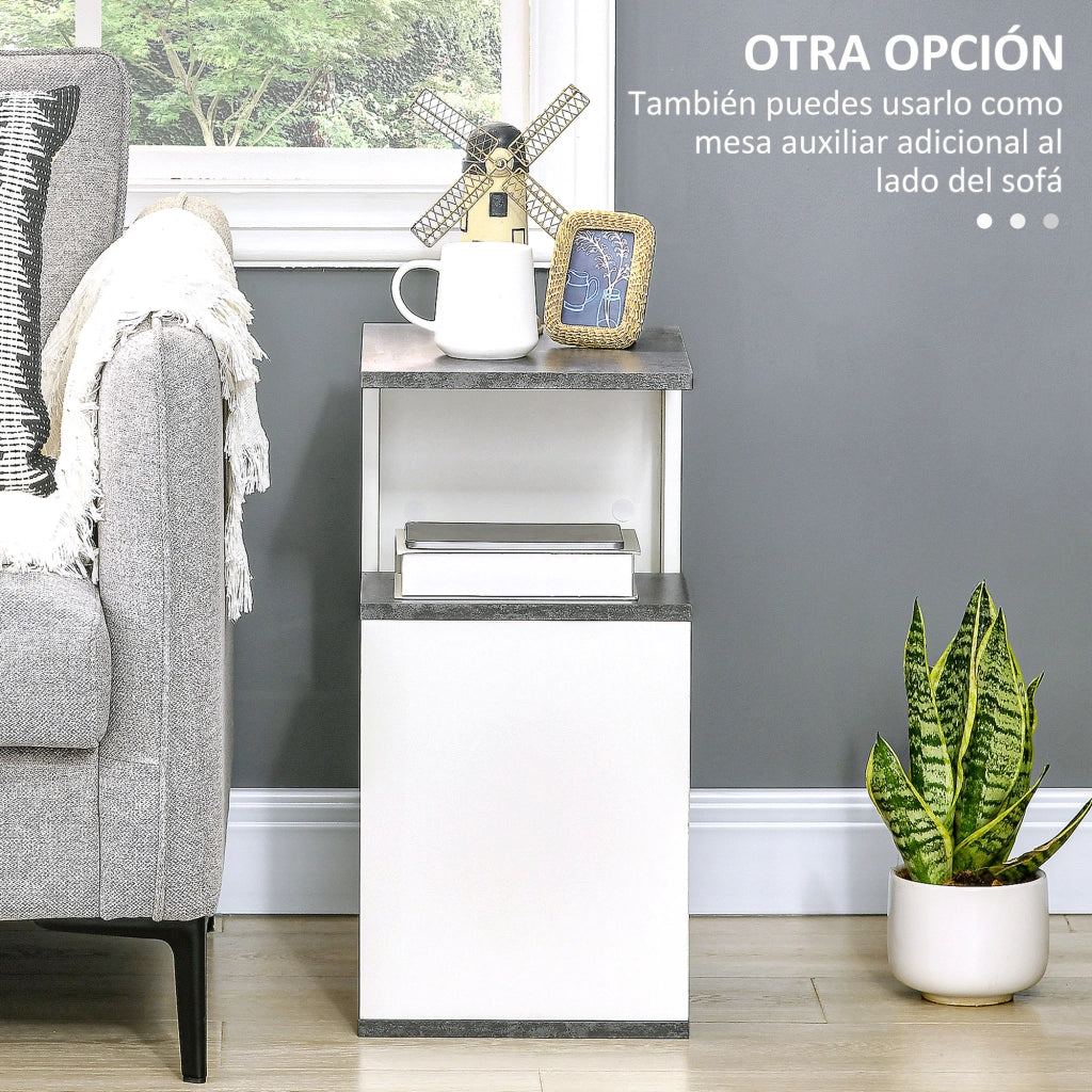 Comodino ¨C zephmum ¨C Grigio e Bianco 35x29,5x60 cm