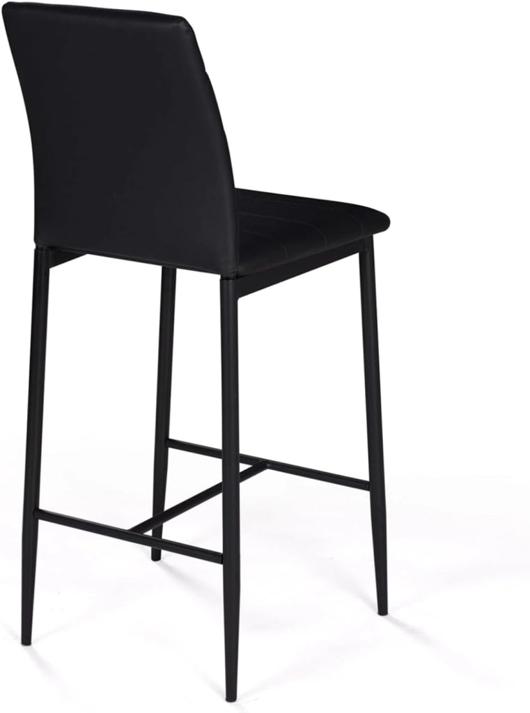 Set di 4 sgabelli da bar imbottito design contemporaneo in PVC nero ROMANE