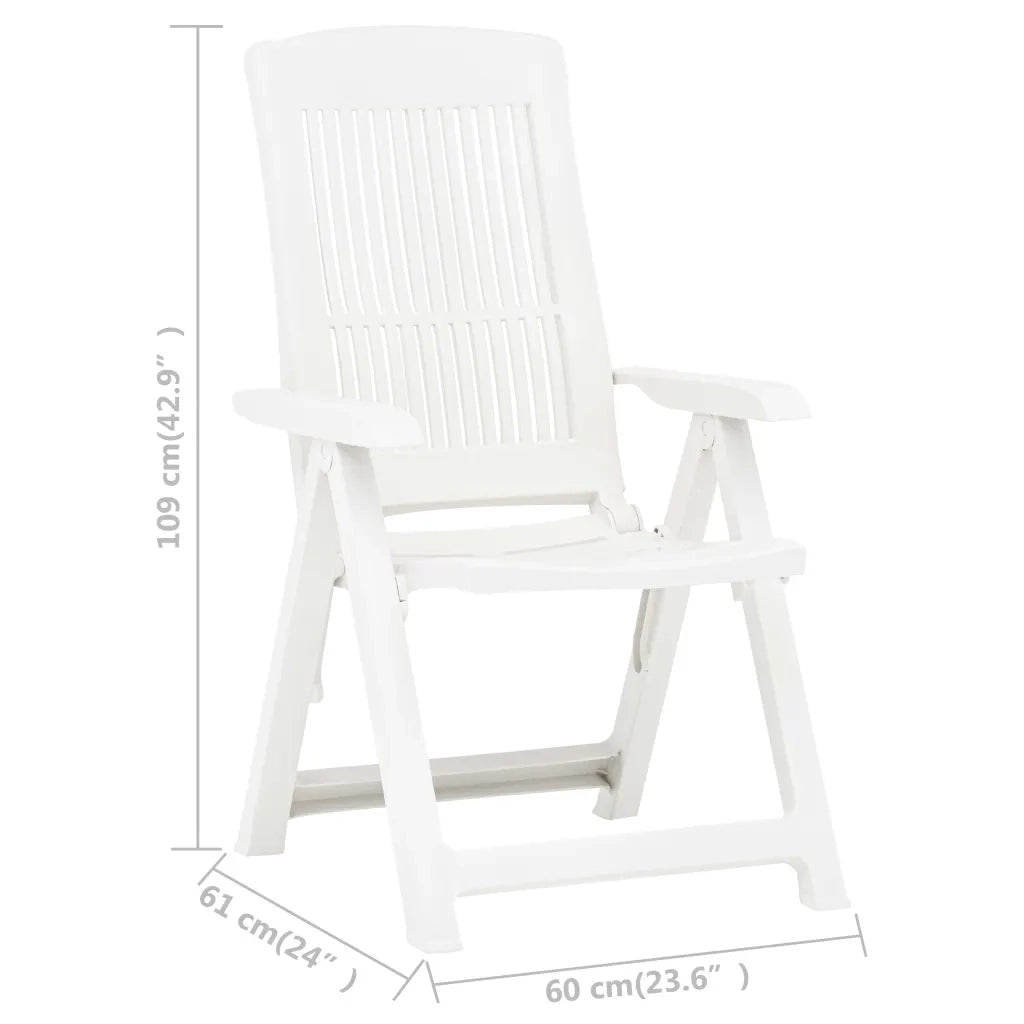 Sedie Reclinabili da Giardino 2 pz | Sedie da Esterno in Plastica Bianca