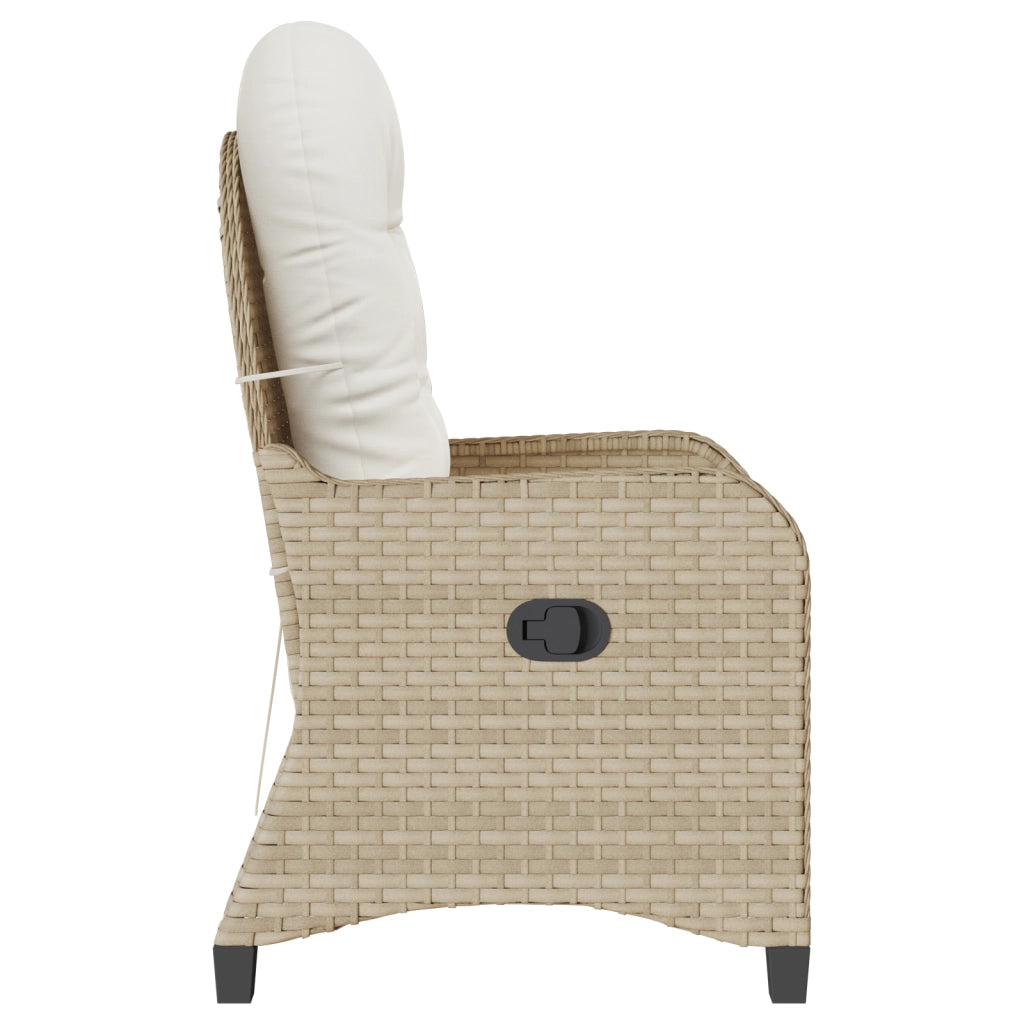 Poltrona reclinabile  con cuscino Beige in polyrattan