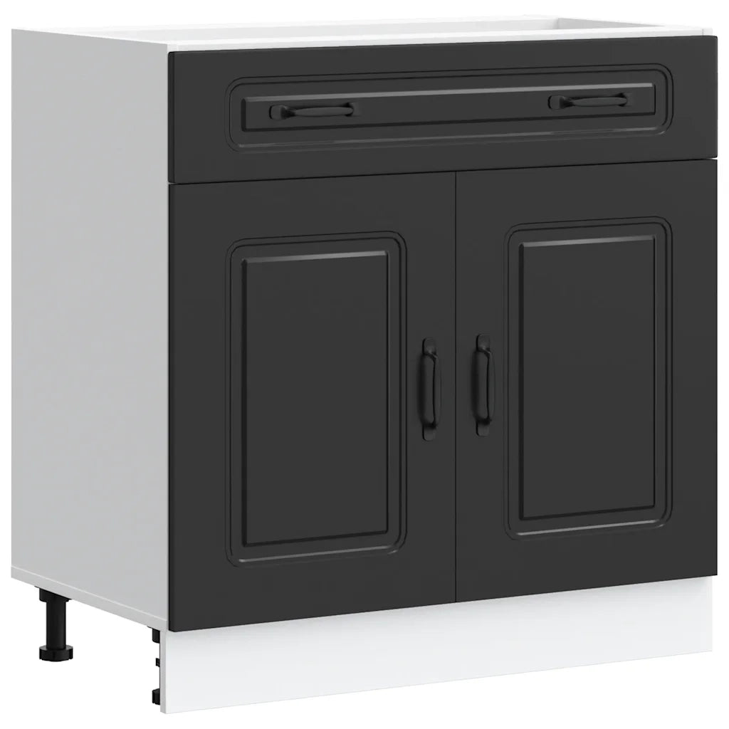 Mobile da cucina moderno con pratico spazio contenitivo 80 x 46 x 81,5 cm finitura in legno composito nero 02_0049921