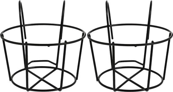 Due sostegni da appendere, vasi per piante, vasi per fiori, per balcone, vaso da appendere metallico, rotondo, all'aperto, adatto per balcone, giardino, cancello, dentro e fuori (S)