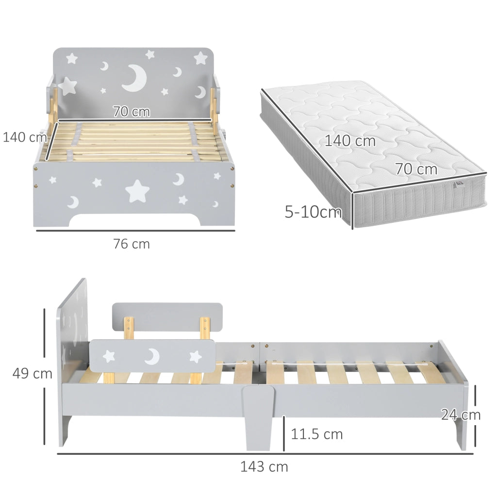 Letto per Bambini con Testiera a Stelle e Luna ¨C zephmum ¨C Bianco 143x76x49 cm