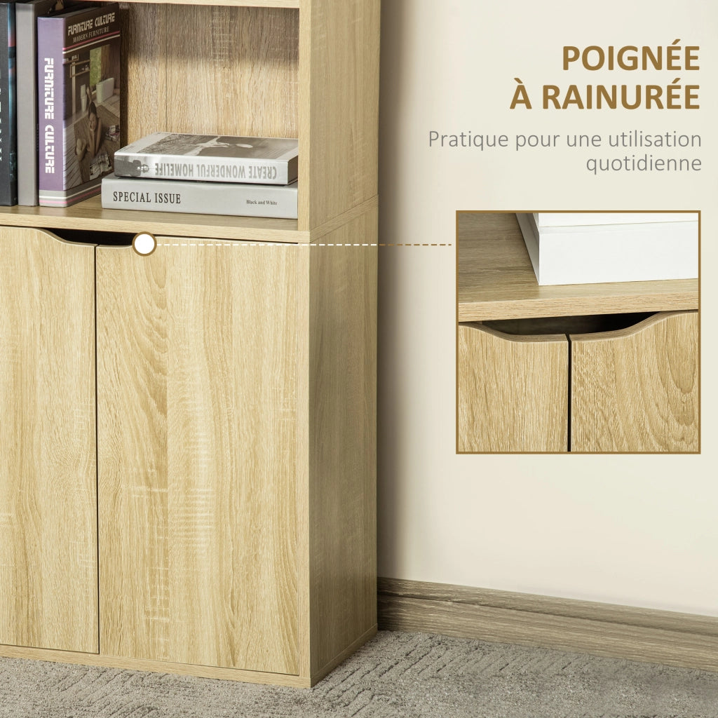 Libreria con ante e scaffali aperti ¨C Zephmum ¨C Legno naturale 59x29x180 cm