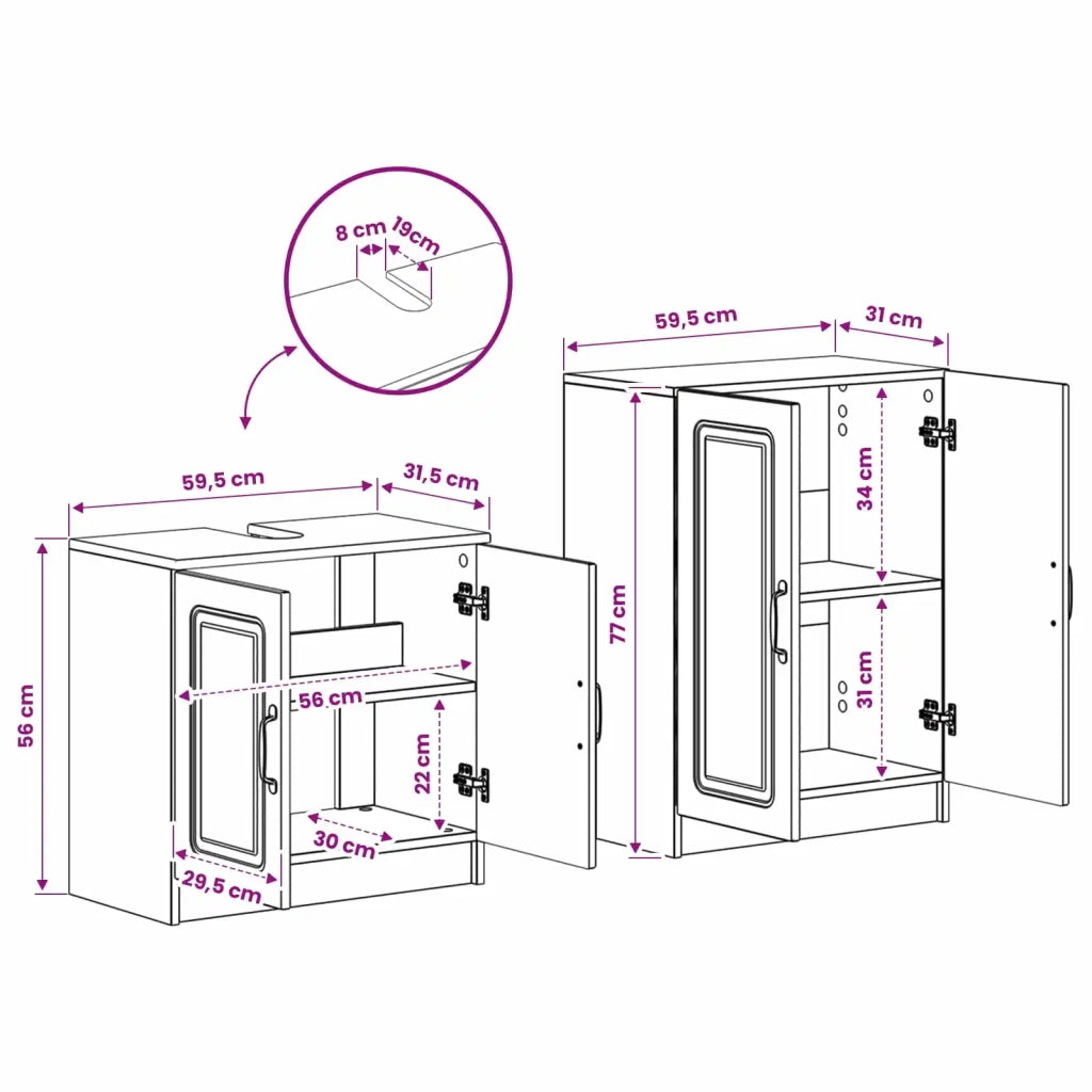Set di Armadi da Bagno da 2 Pezzi UTRECHT Legno antico 3417655