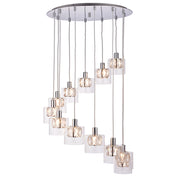 Lampadario rotondo cromo cristallo 12xG9 Endon Verina