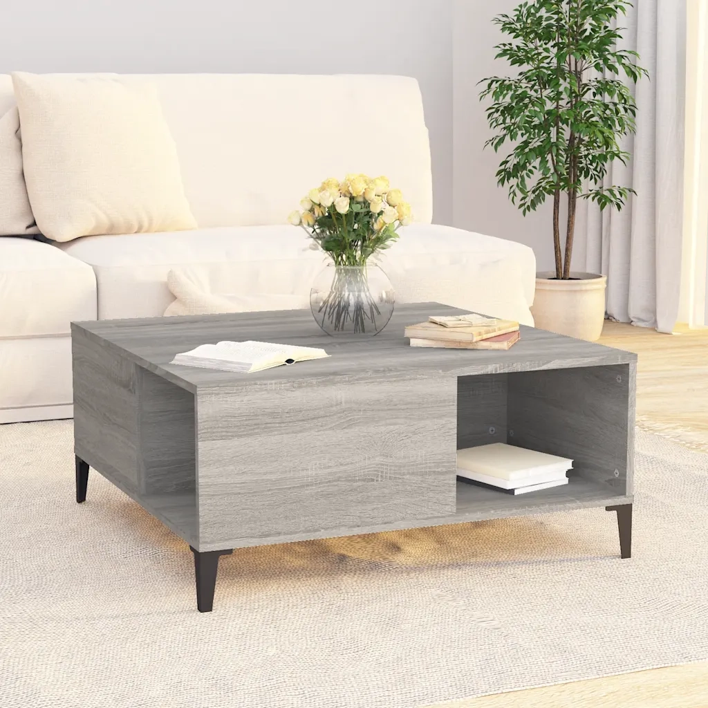 Tavolino salotto | Tavolino da caff¨¨ | Tavolino da Soggiorno Grigio Sonoma 80x80x36,5 cm Legno Multistrato