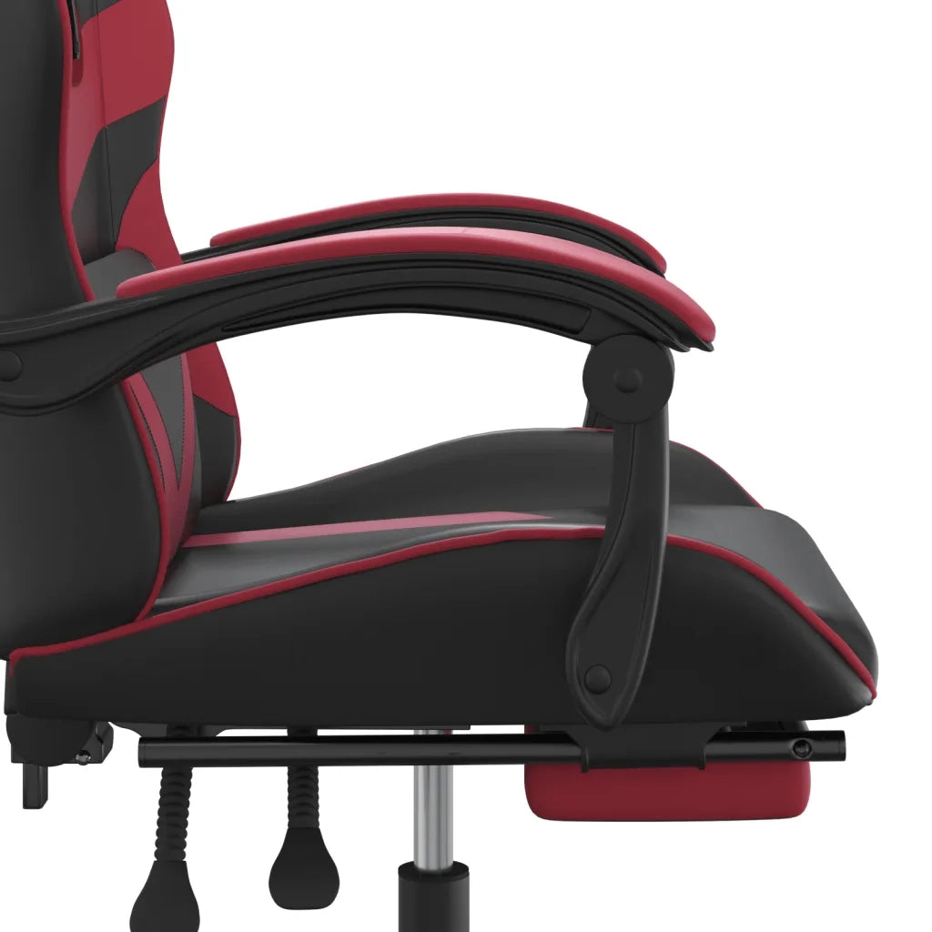 Sedia da Gaming con Poggiapiedi Nero e Rosso Vino in Similpelle 3143861