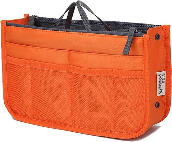 Organizzatore per Borse a Mano per Donne - Borsa a Mano Organizzatore con 13 Tasche - Pouch di Ricambio Espandibile - Chiusura a Cerniera - Organizzatore per Luiertas e Cosmetici - Arancione - Maniglione