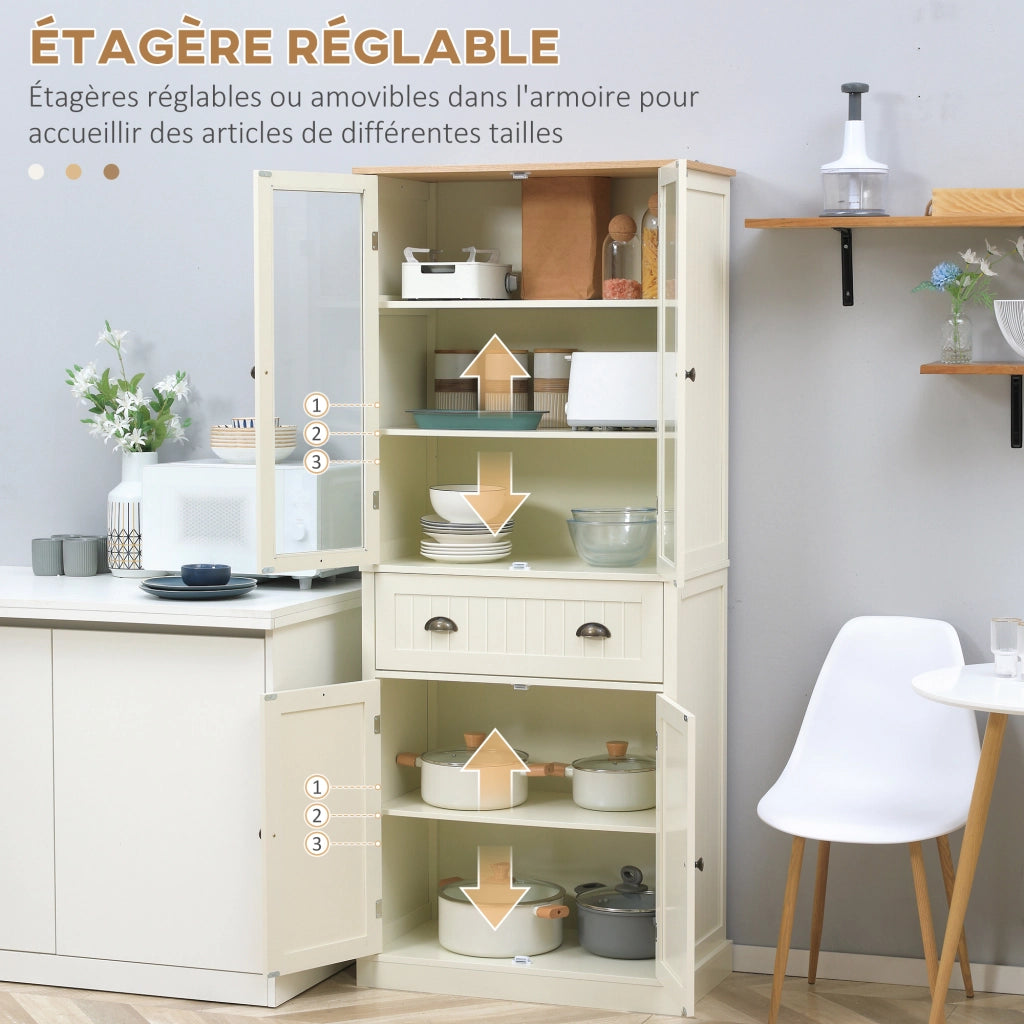Armadio da cucina con 4 ante e cassetto ¨C Zephmum ¨C Beige 182.5 cm