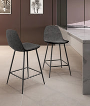 Brigitte - Sgabello in ecopelle grigia - Set da 2 pz