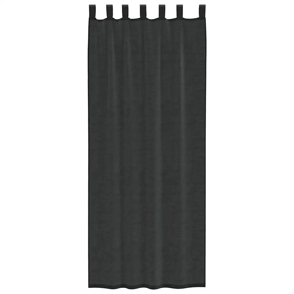Tende in Voile con Linguetta 2 pz Nero 4102260