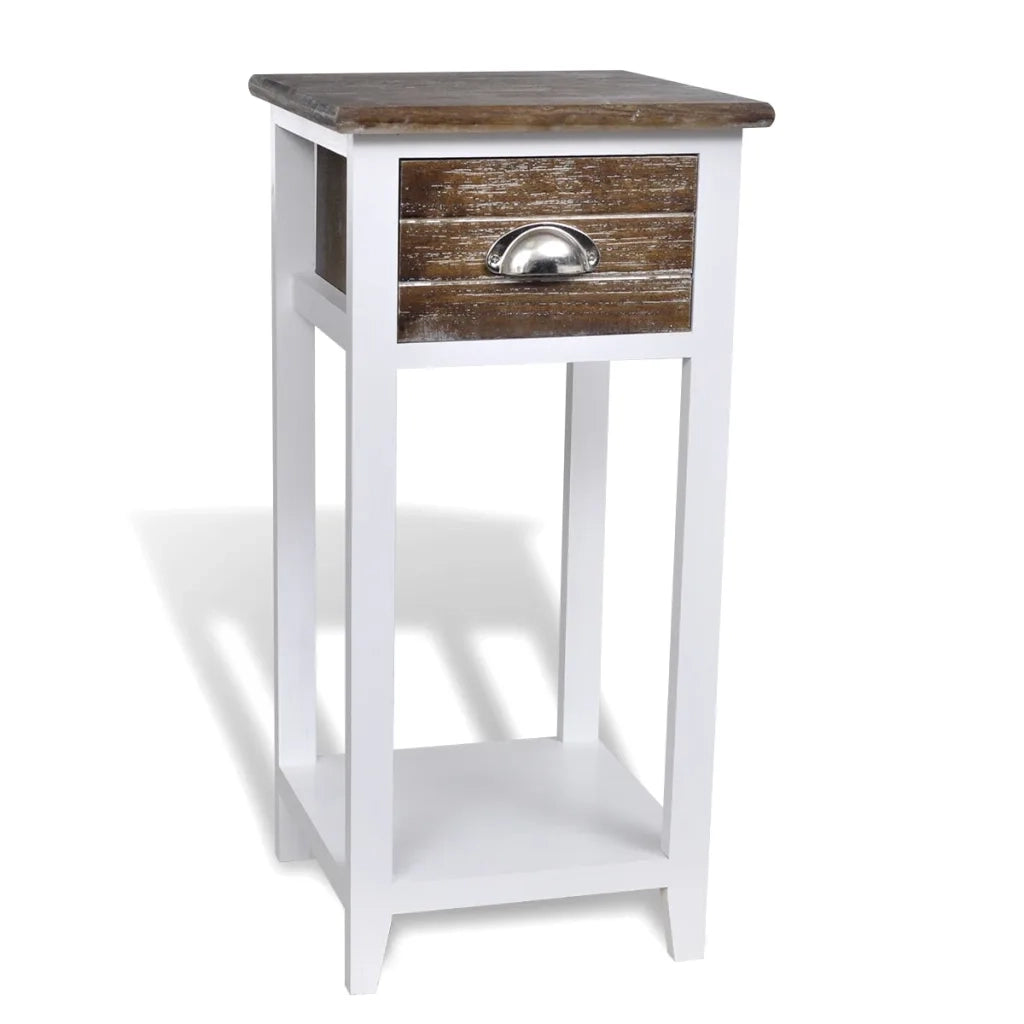 Comodino con 1 Cassetto Marrone e Bianco  cod mxl 30706