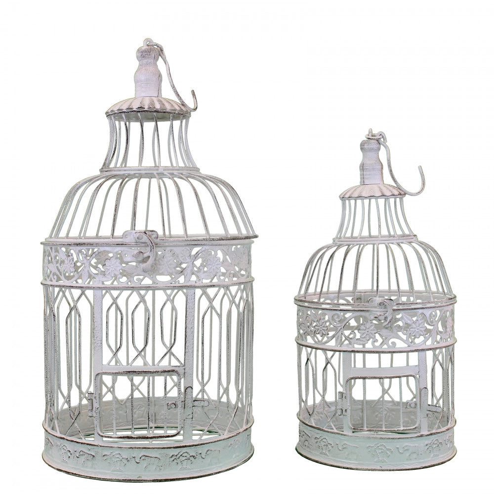 SET DI 2 GABBIE CLAIRE ROTONDE BIANCO ANTICO