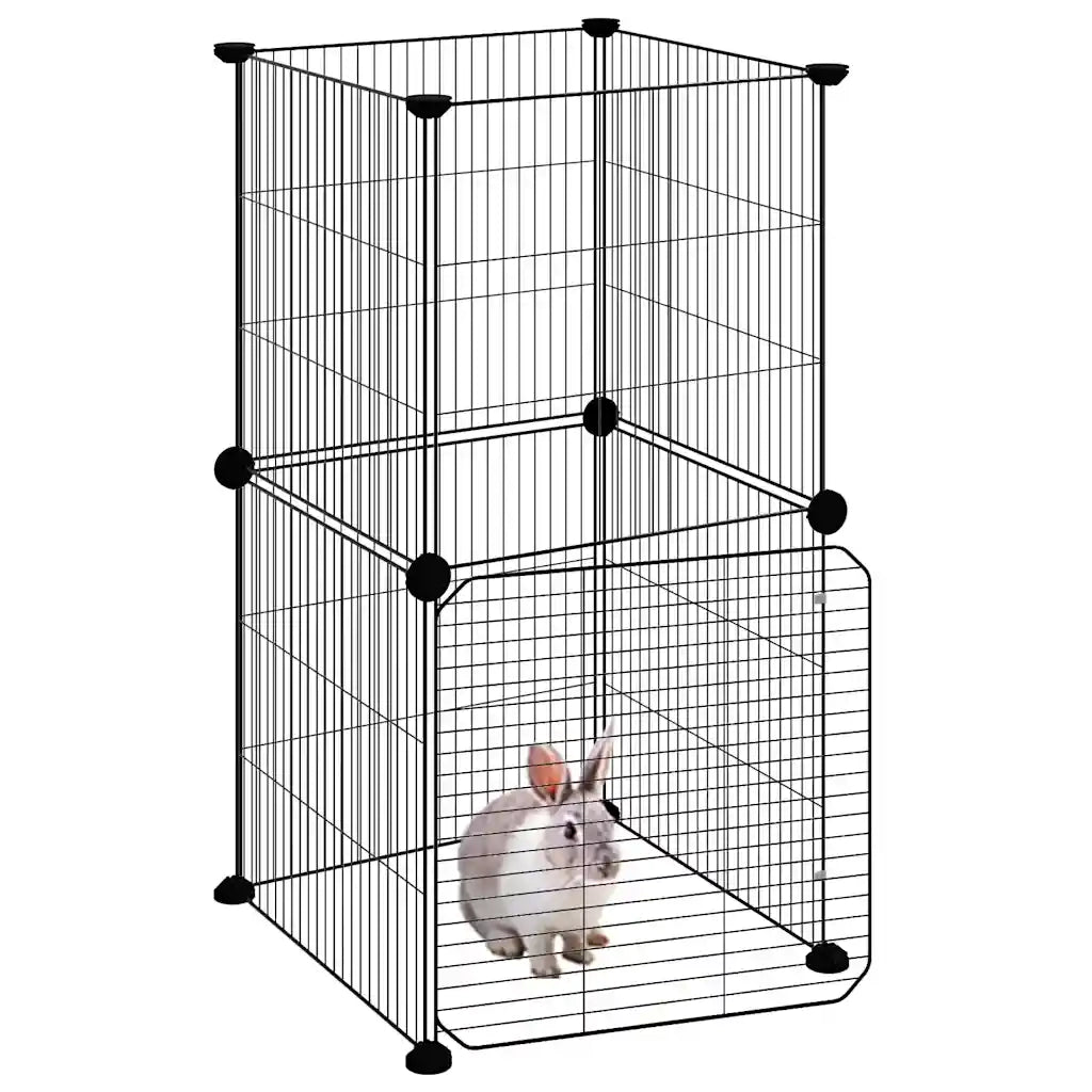 Gabbia per Animali 8 Pannelli con Porta Nero 35x35 cm Acciaio 3114035