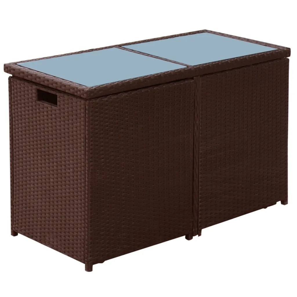 Set da Bistrot 3 pz con Cuscini in Polyrattan Marrone 42540